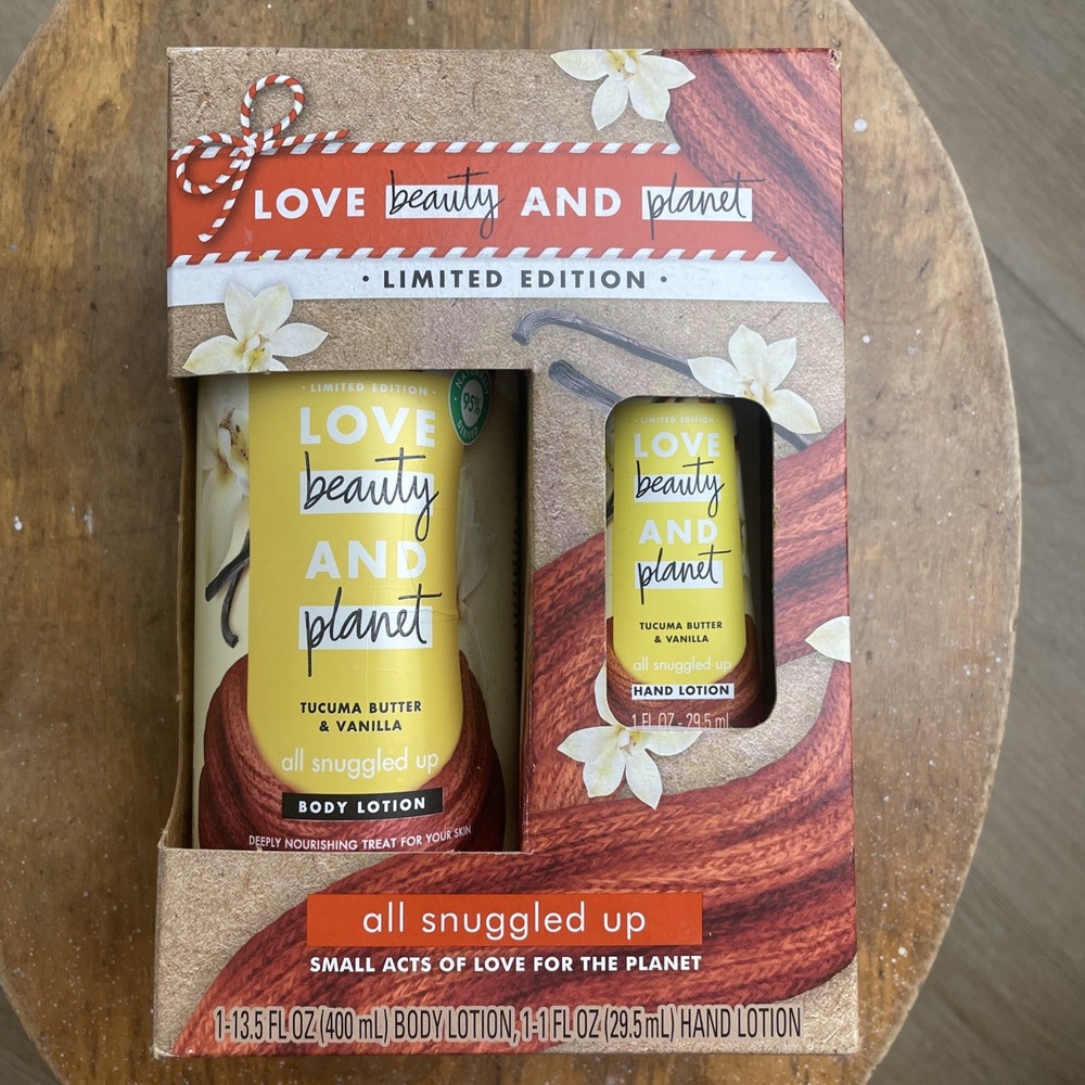 NIB Limited Ed Set Love Beauty & Planet Tucuma Butter Vanilla Body Lotion 13.5